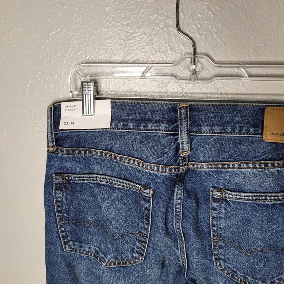NWT American Eagle Jeans Mens 32x34 Blue Original Straight Leg Cotton Denim Dark - Picture 5 of 11